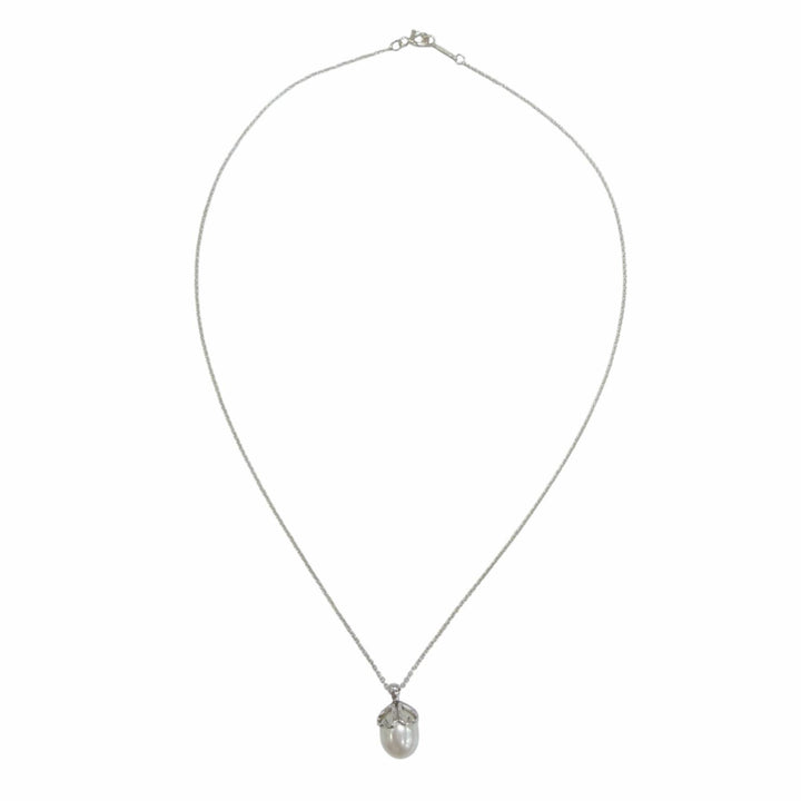Great TIFFANY&Co. Necklace Heart Clover 1P Freshwater Pearl Silver 925 Women