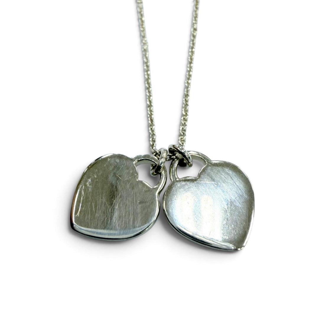 Great TIFFANY&Co. Necklace Mini Double Heart Tag Necklace Silver 925 Women
