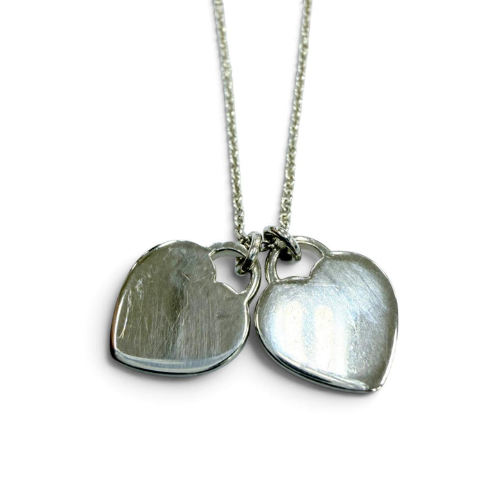 Great TIFFANY&Co. Necklace Mini Double Heart Tag Necklace Silver 925 Women