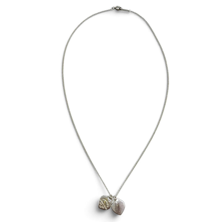 Great TIFFANY&Co. Necklace Mini Double Heart Tag Necklace Silver 925 Women