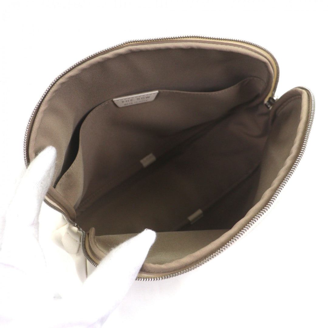 Excellent THE ROW Clutch bag logo pouch Ivory leather mens