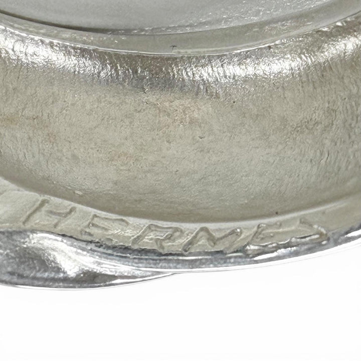 Great HERMES Ring ring Ribbon motif Silver 925 mens