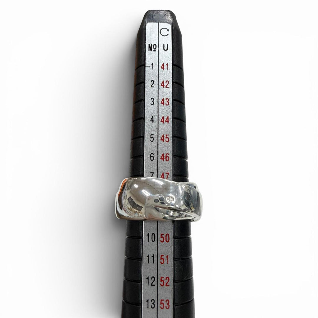 Great HERMES Ring ring Ribbon motif Silver 925 mens