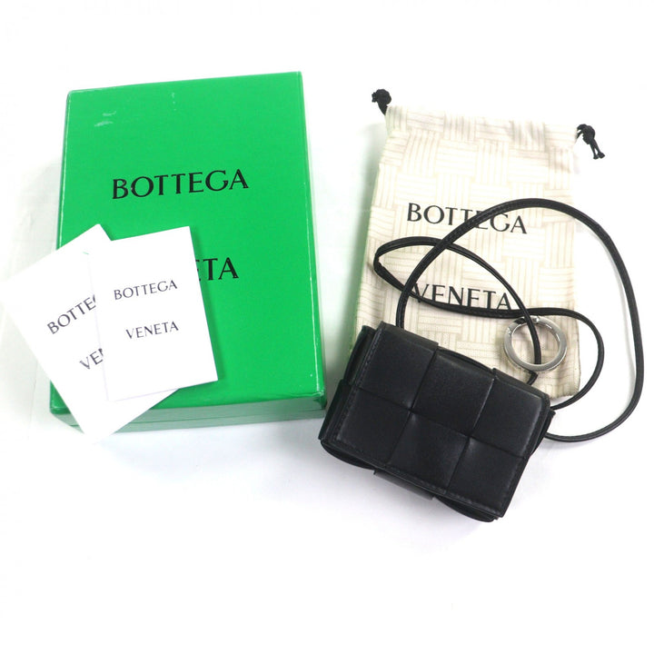 BOTTEGAVENETA MAXI INTRECCIATO CASSETTE 黑色皮革男士单肩包