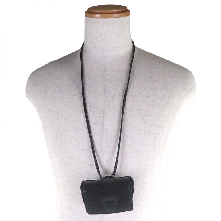 BOTTEGAVENETA MAXI INTRECCIATO CASSETTE 黑色皮革男士单肩包