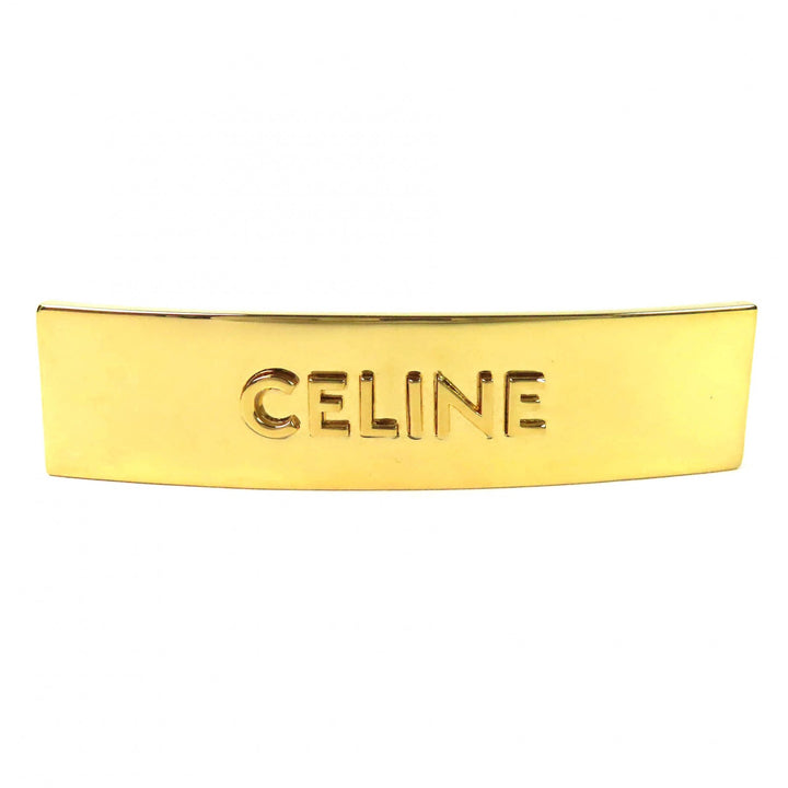 Excellent CELINE hair accessory Logo Square Barrette Hair Clip Hairpin gold