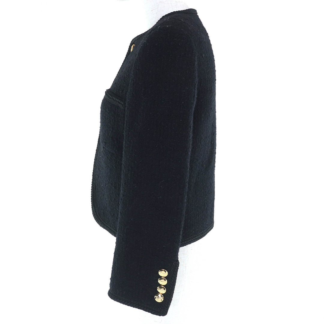 良好 CELINE ノーカラージャケット ブークレツイード Chasseur Jacket 34 2V00C764L