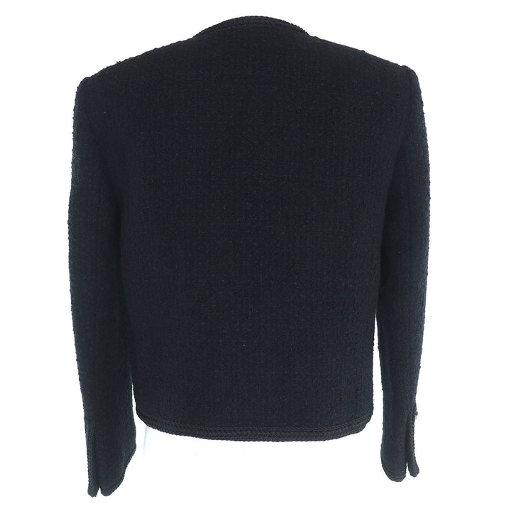 良好 CELINE ノーカラージャケット ブークレツイード Chasseur Jacket 34 2V00C764L