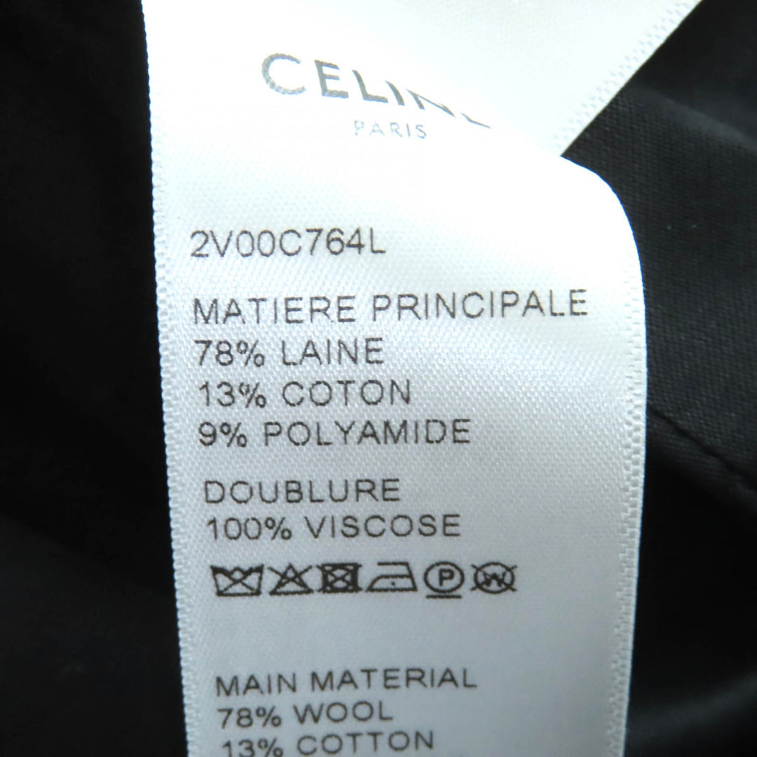 良好 CELINE ノーカラージャケット ブークレツイード Chasseur Jacket 34 2V00C764L