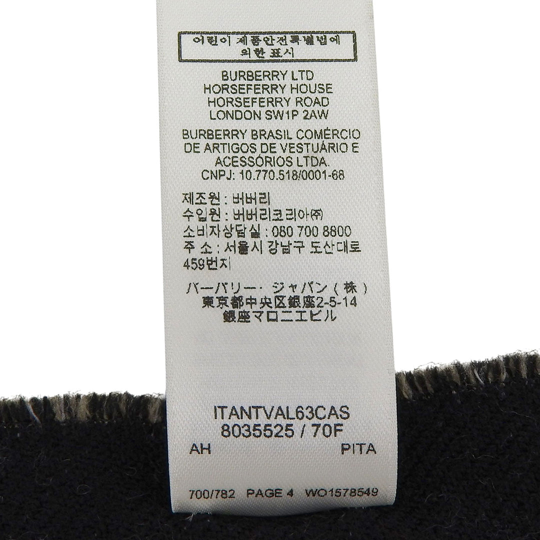 Great BURBERRY Scarf Logo jacquard with fringe beige wool Women 8035525