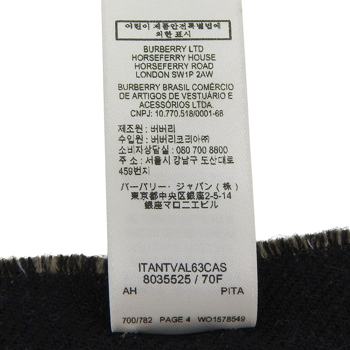 Great BURBERRY Scarf Logo jacquard with fringe beige wool Women 8035525