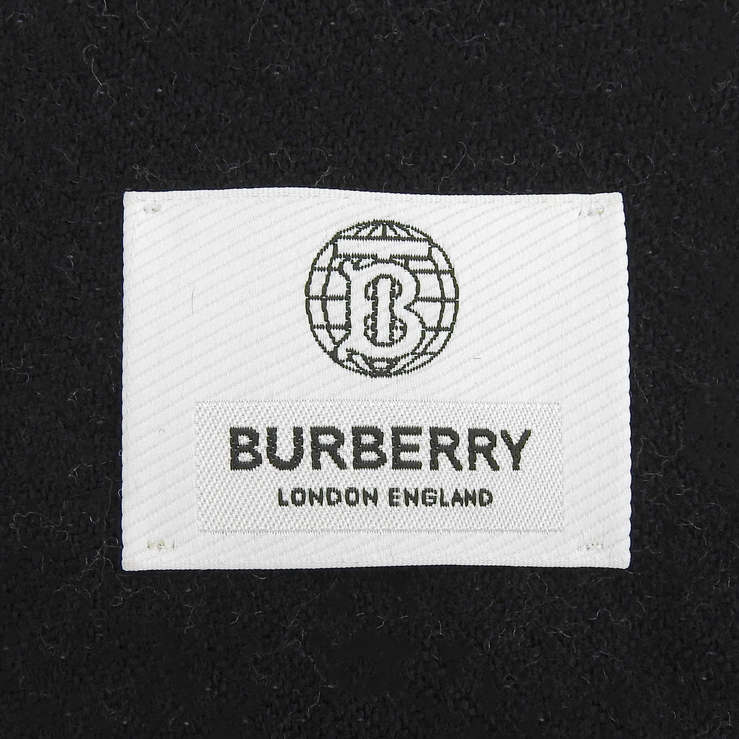 Great BURBERRY Scarf Logo jacquard with fringe beige wool Women 8035525
