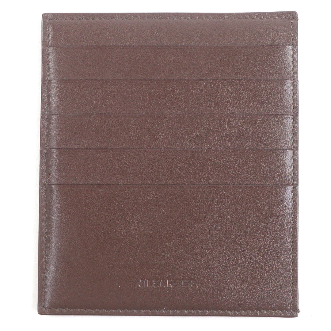 Excellent JIL SANDER Card Case Pass Case Card Case Brown leather mens J25VL0008