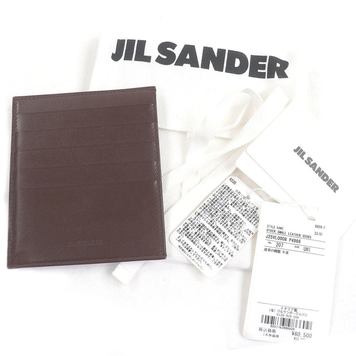 Excellent JIL SANDER Card Case Pass Case Card Case Brown leather mens J25VL0008