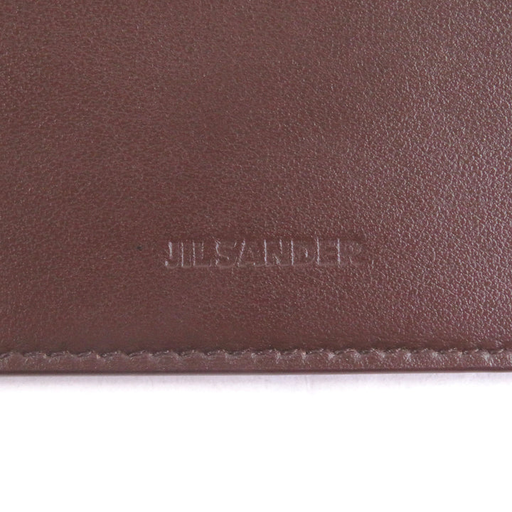 Excellent JIL SANDER Card Case Pass Case Card Case Brown leather mens J25VL0008
