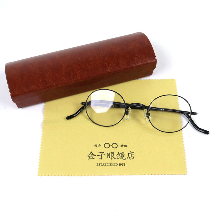 Excellent KANEKO OPTICAL Glasses Handmade Round by Tamio Ido black mens T-467