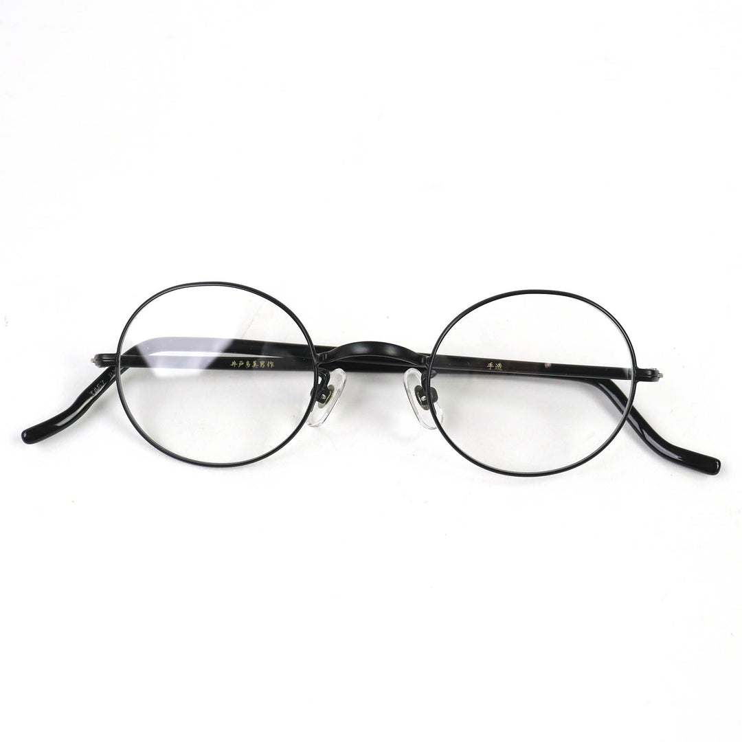 Excellent KANEKO OPTICAL Glasses Handmade Round by Tamio Ido black mens T-467