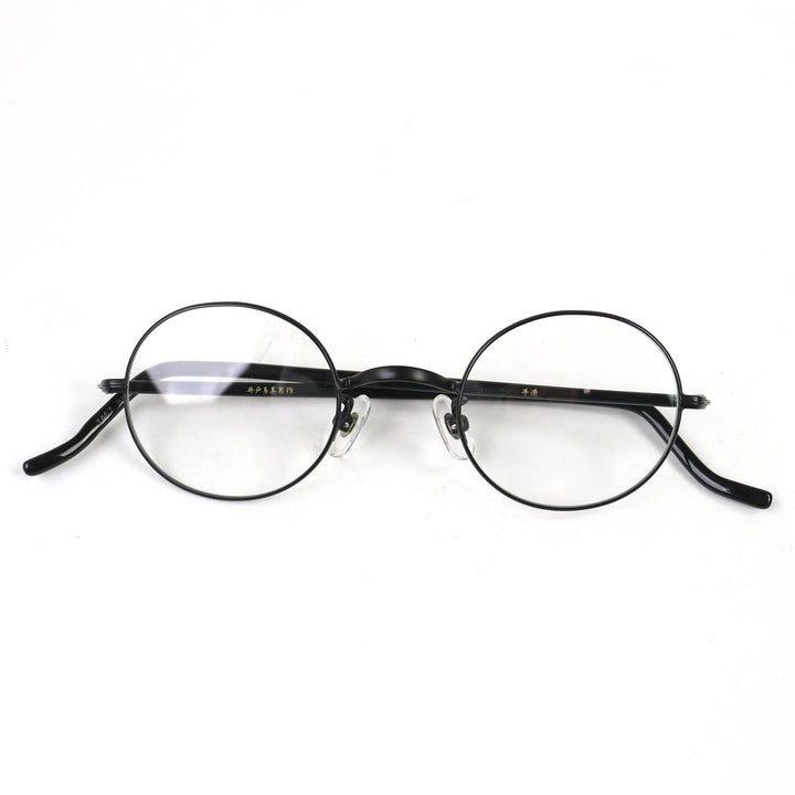 Excellent KANEKO OPTICAL Glasses Handmade Round by Tamio Ido black mens T-467