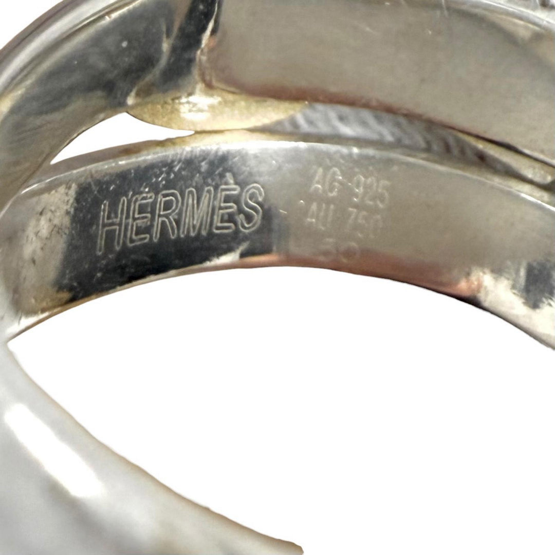 Excellent HERMES Ring Double True Ring Combination Silver 925 Women 50