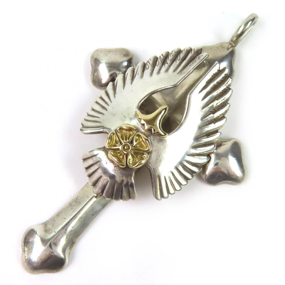 Great TADY&KING Pendant top Custom-made large cross eagle top with rose 925 K18