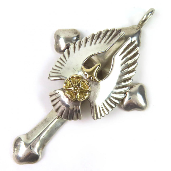 Great TADY&KING Pendant top Custom-made large cross eagle top with rose 925 K18