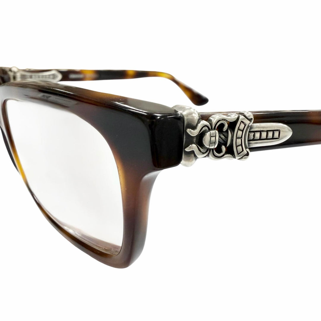 Very Good CHROME HEARTS Glasses RUMPLEFORESKIN Marble Brown 925 mens