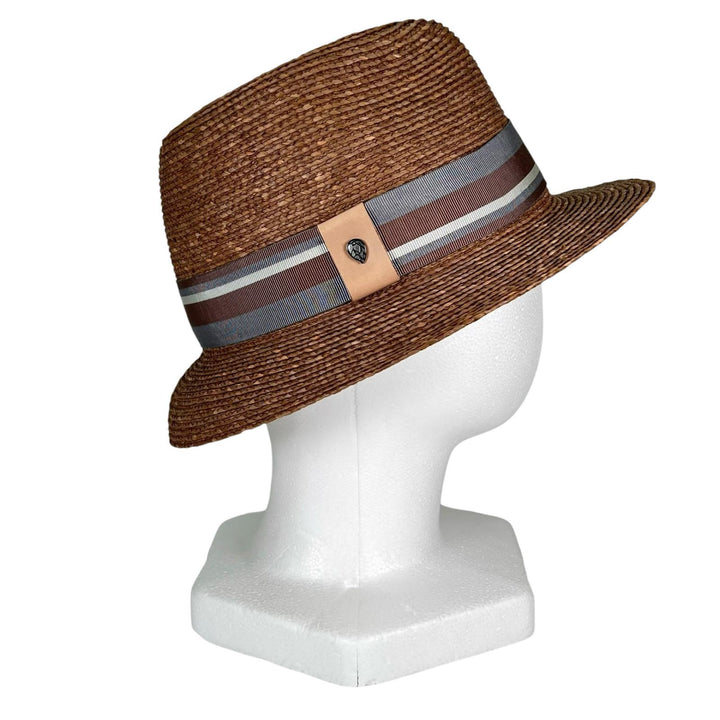 Excellent HELEN KAMINSKI hat Ribbon Trim Fedora Brown Raffia mens