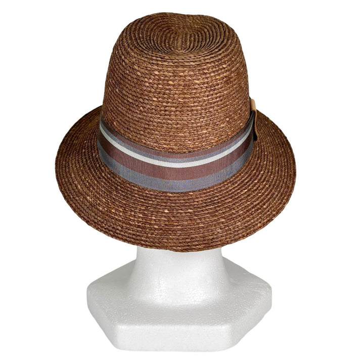 Excellent HELEN KAMINSKI hat Ribbon Trim Fedora Brown Raffia mens