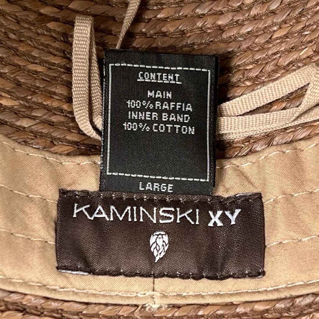 Excellent HELEN KAMINSKI hat Ribbon Trim Fedora Brown Raffia mens