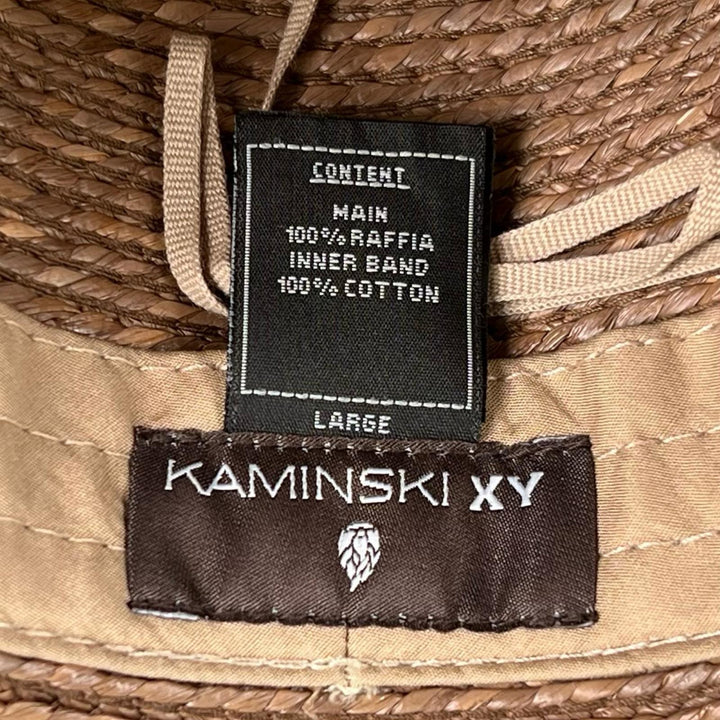 Excellent HELEN KAMINSKI hat Ribbon Trim Fedora Brown Raffia mens