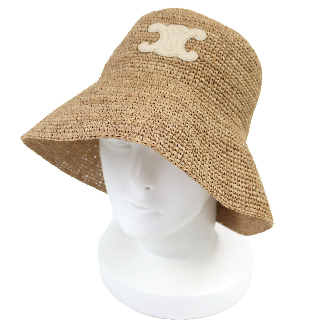 Excellent CELINE Triomphe bucket hat current product Raffia M AA08JA277.03HF