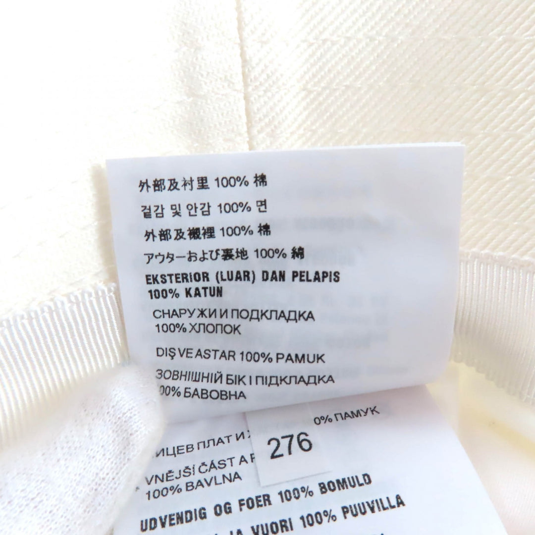 素晴らしいPRADA帽子ロゴ刺繍カットオフバケットホワイトコットンレディースM 1HC137