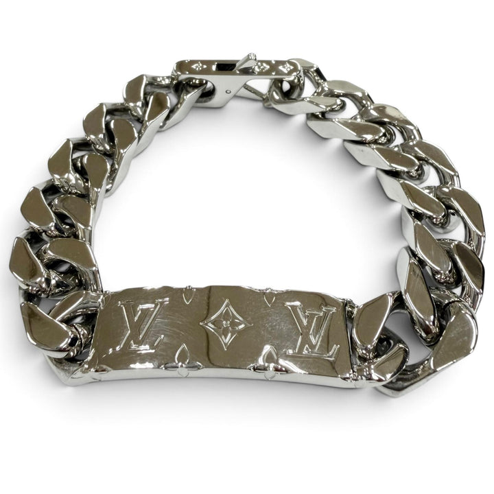 Excellent LOUIS VUITTON bracelet Monogram Chain Silver mens M M00855