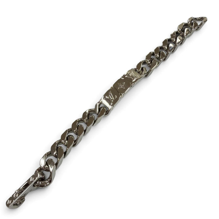 Excellent LOUIS VUITTON bracelet Monogram Chain Silver mens M M00855