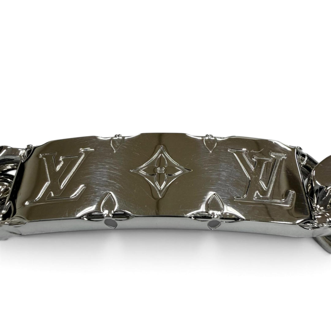 Excellent LOUIS VUITTON bracelet Monogram Chain Silver mens M M00855