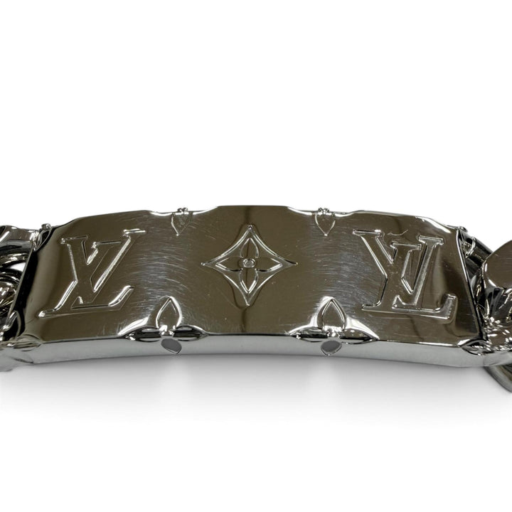 Excellent LOUIS VUITTON bracelet Monogram Chain Silver mens M M00855