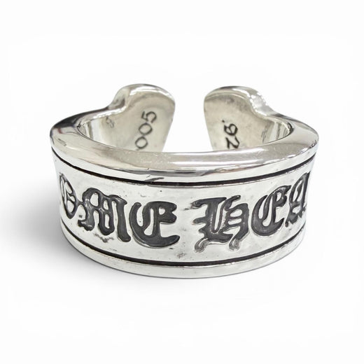 Great CHROME HEARTS Ring ring LG SCROLL LABEL Large scroll label Silver 925 mens