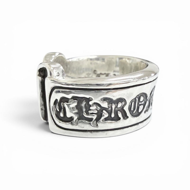 Great CHROME HEARTS Ring ring LG SCROLL LABEL Large scroll label Silver 925 mens