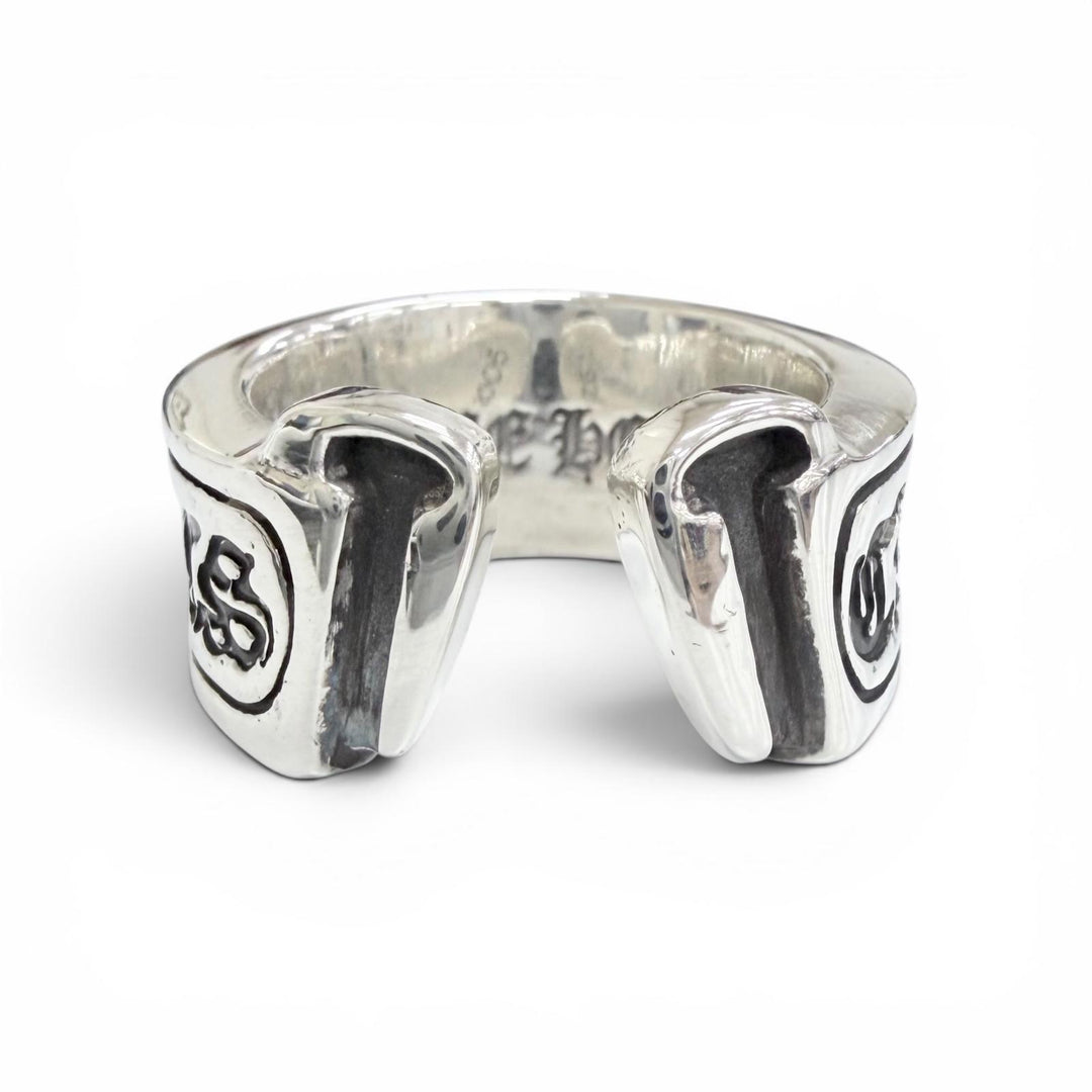 Great CHROME HEARTS Ring ring LG SCROLL LABEL Large scroll label Silver 925 mens