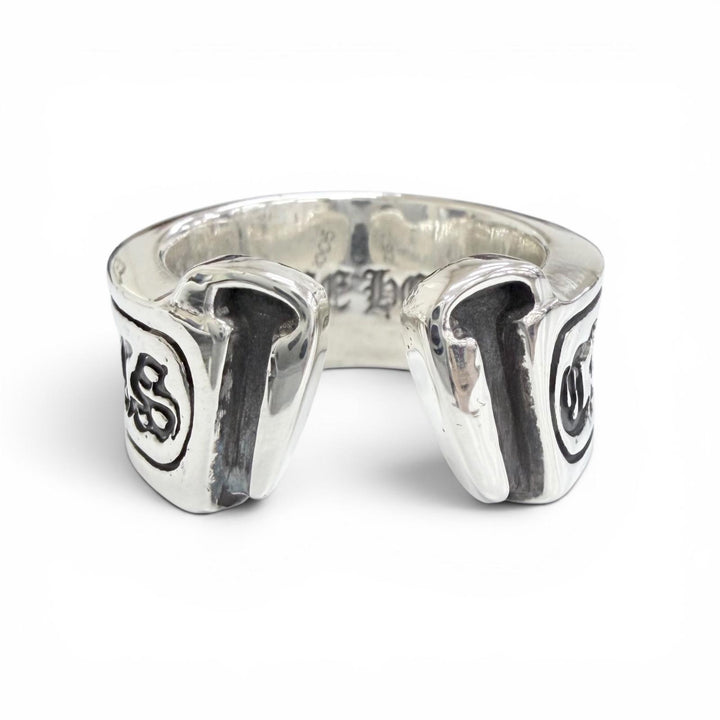 Great CHROME HEARTS Ring ring LG SCROLL LABEL Large scroll label Silver 925 mens