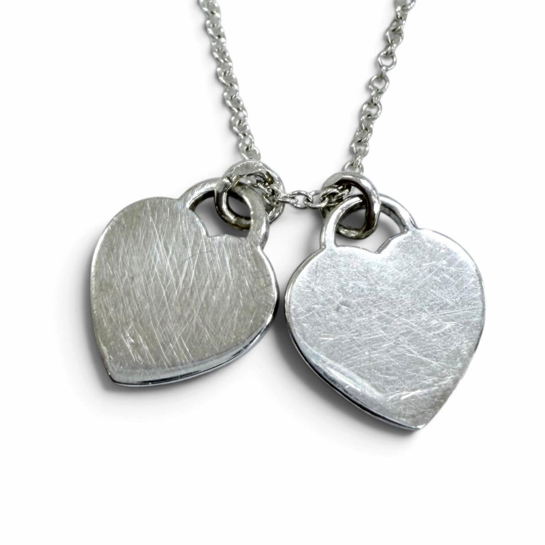 Great TIFFANY&Co. Necklace Mini Double Heart Tag Necklace Silver AG925 Women