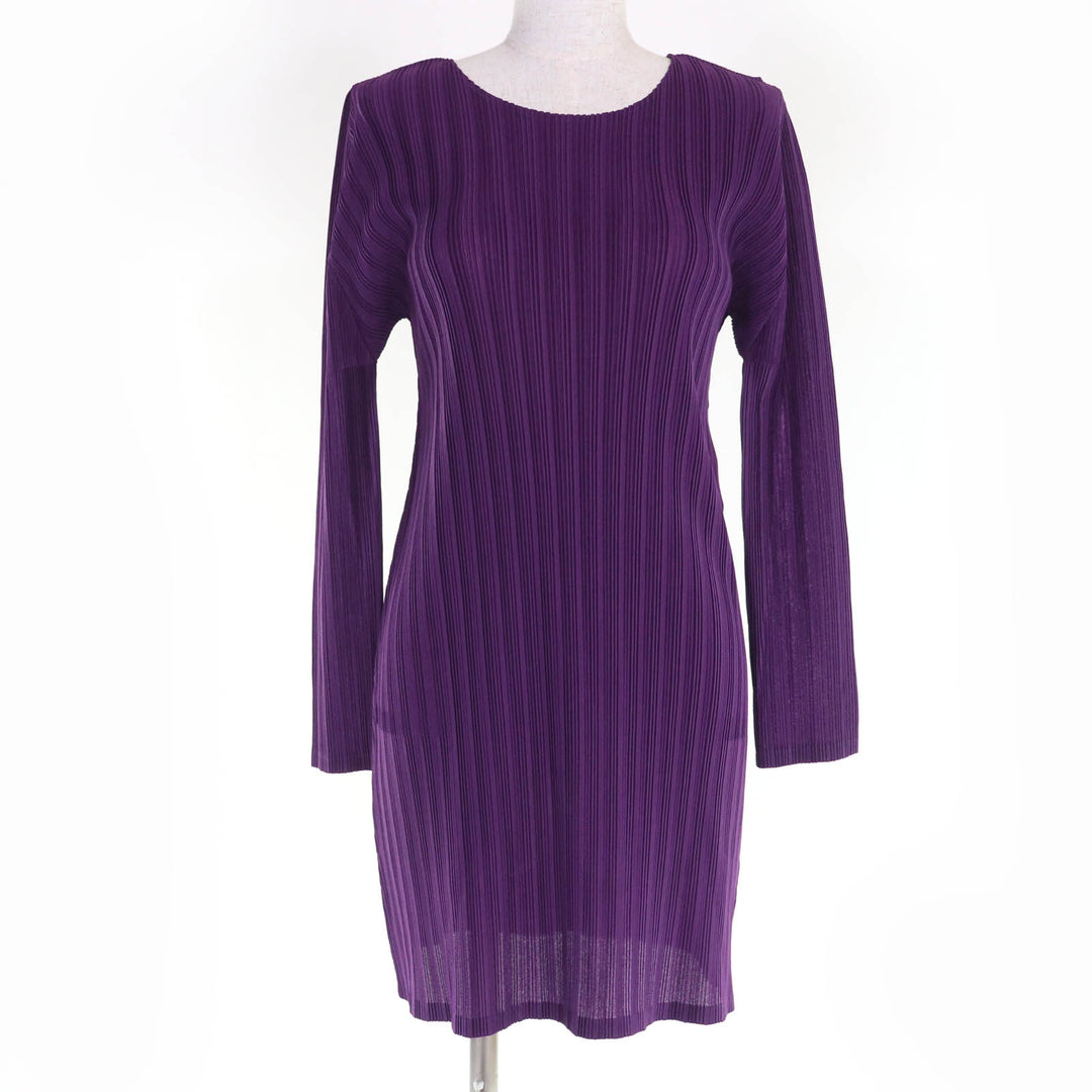 PLEATS PLEASE ワンピース 長袖 パープル レディース 3 PP53-FT362