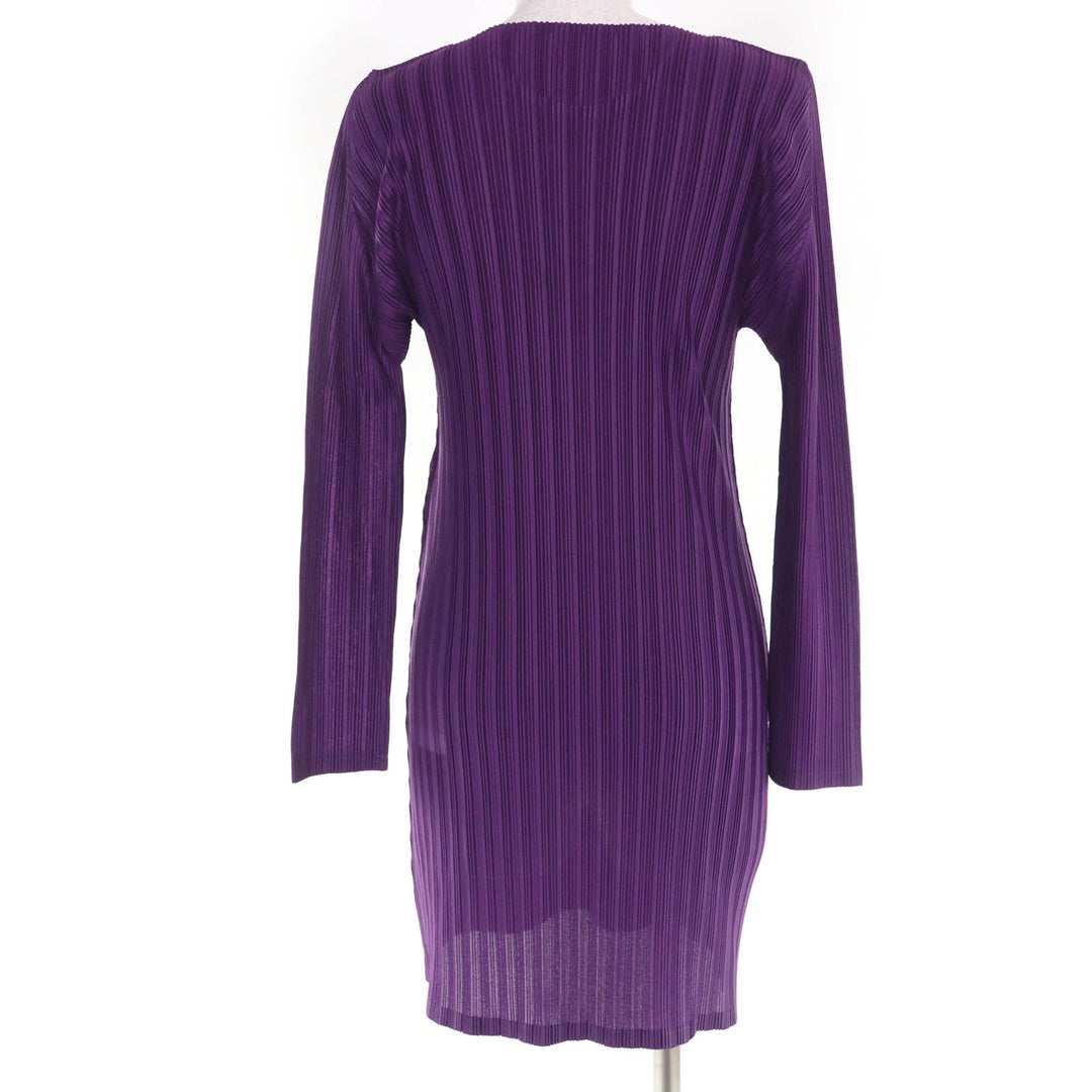 PLEATS PLEASE ワンピース 長袖 パープル レディース 3 PP53-FT362