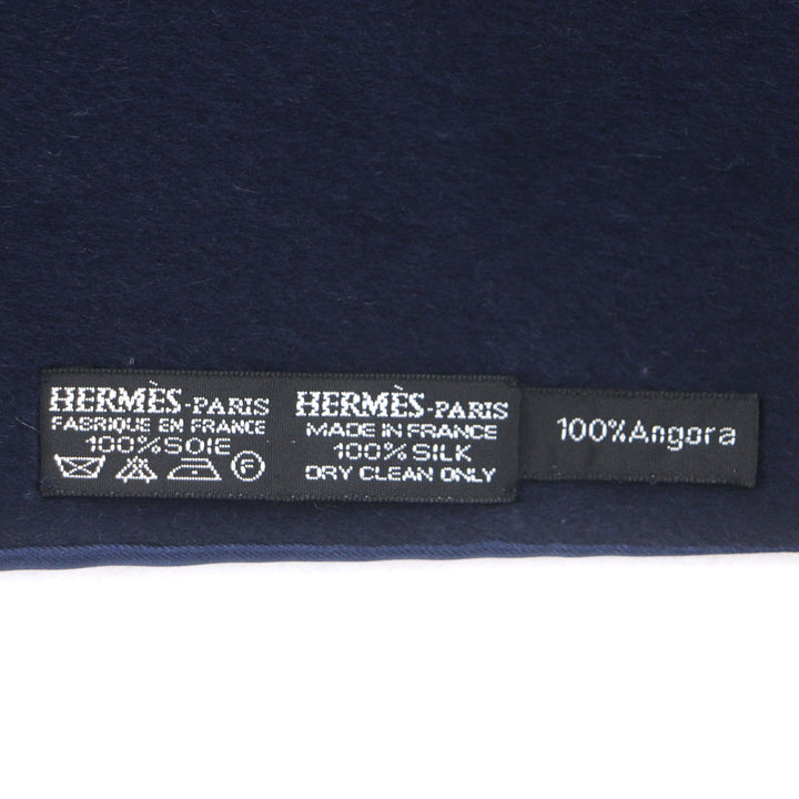 素晴らしいHERMESスカーフネイビーグリーンシルクメンズ