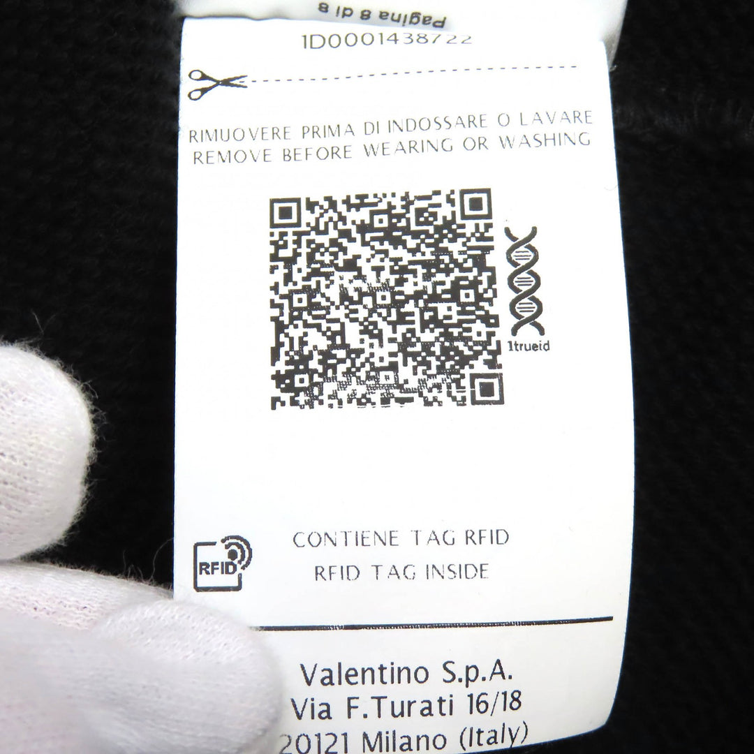 Discounted Great VALENTINO hoodie VLTN logo zip up black cotton mens S TV3MF10W63B