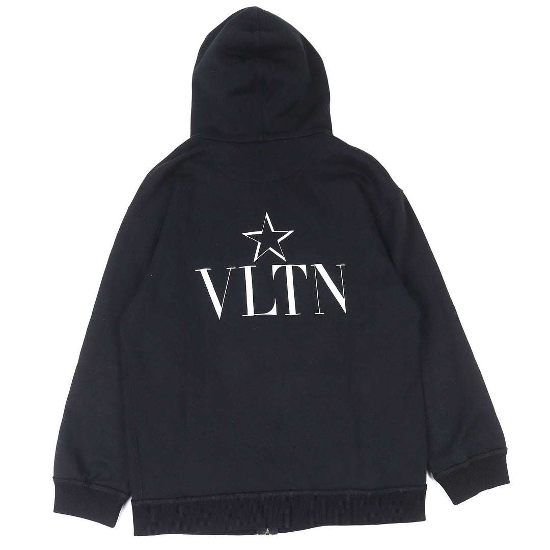 Discounted Great VALENTINO hoodie VLTN logo zip up black cotton mens S TV3MF10W63B