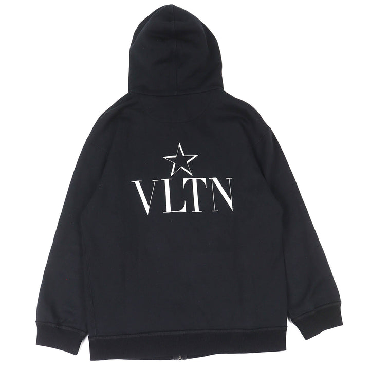 Discounted Great VALENTINO hoodie VLTN logo zip up black cotton mens S TV3MF10W63B