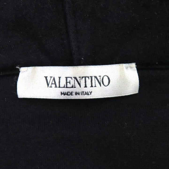 Discounted Great VALENTINO hoodie VLTN logo zip up black cotton mens S TV3MF10W63B