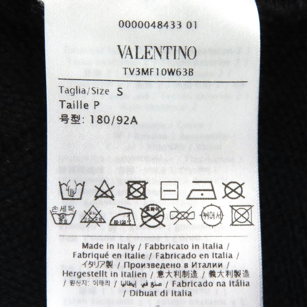 Discounted Great VALENTINO hoodie VLTN logo zip up black cotton mens S TV3MF10W63B