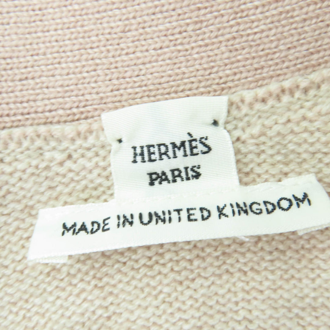 HERMES オーバーサイズニットベスト セリエボタン付き ピンクベージュ カシミア 34